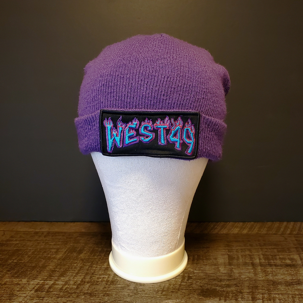 West 49 Vintage Purple Kids Beanie Embroidered Logo